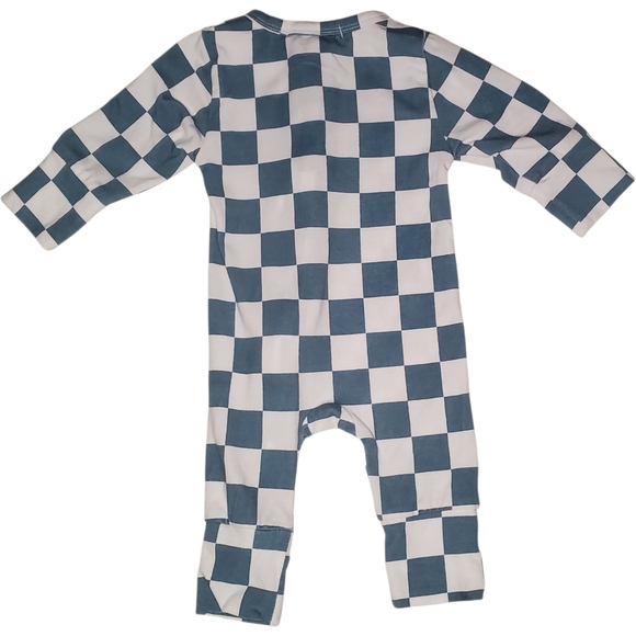 Bella Berry One-piece Footless Sleeper White|Green Check Baby 3-6 Months - Picture 2 of 4